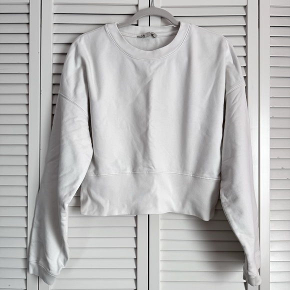 All Saints Wingan Enrico Cropped Sweatshirt in White Size Small - Picture 3 of 8